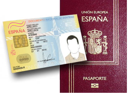 pasaporte español y documento nacional de identidad españa