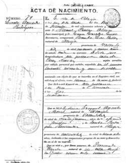Literal birth certificate in Spain