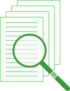 Lupa sobre documentos de una investigación